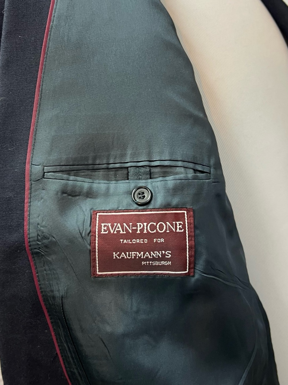 Evan Picone Vintage Men's 44S Navy Gold Button Double Breasted Blazer Jacket - Picture 5 of 8